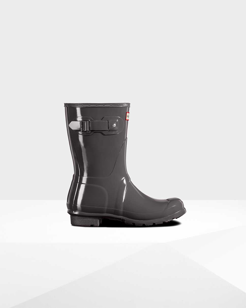 Hunter Original Short Gloss Mid-Calf Women's Rain Boots NZ-39613Z Grey